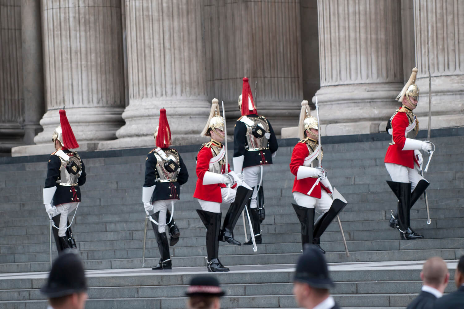 Forces Personnel Line the Steps to St Paul's Cathedral for Diamond Jubilee Service