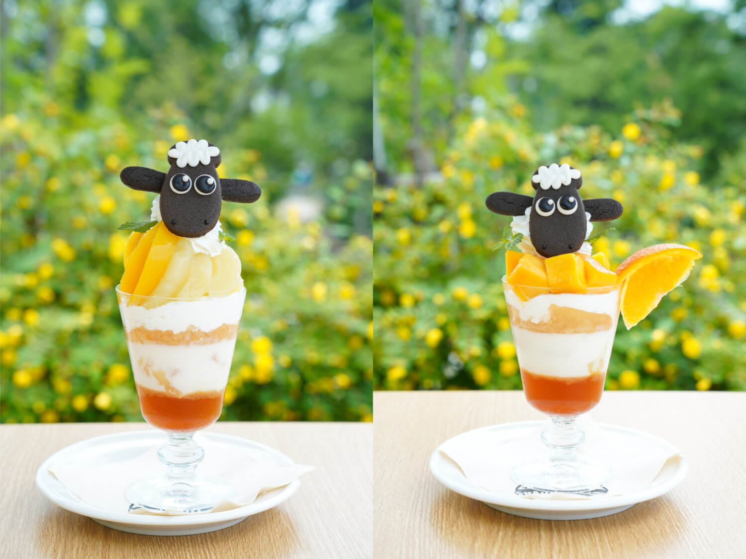 右：ショーンのマンゴートライフル 　左：ショーンのピーチトライフル