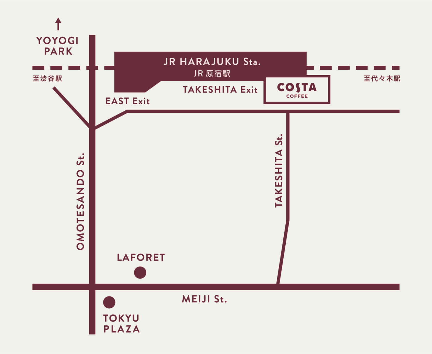 「コスタコーヒー 原宿駅店」地図