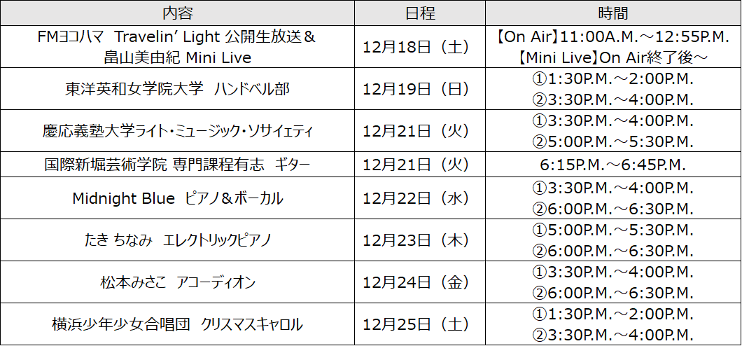 ステージスケジュール