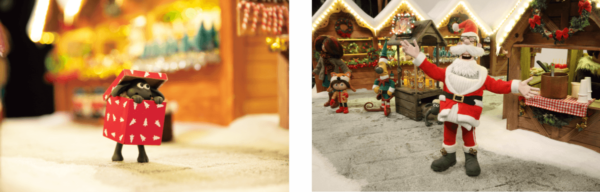 映画『Shaun the Sheep The Flight Before Christmas』（※2022年12月公開予定）、クリスマス・マーケット（オリジナルの小道具・パペットによるアニメーションセット）2021年