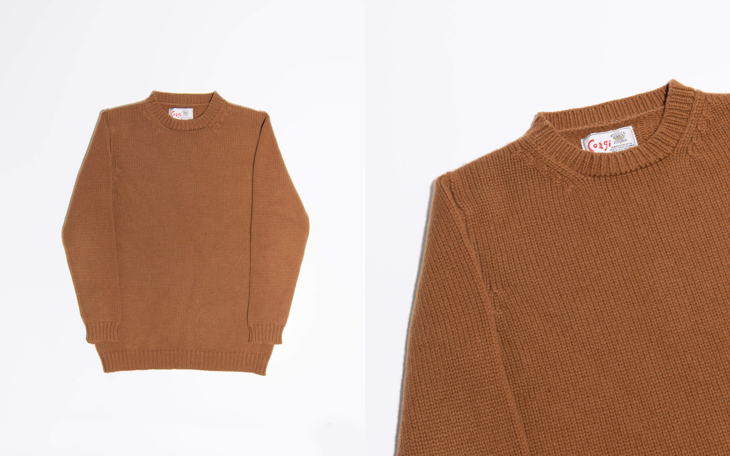 「Corgi Hosiery / コーギ・ホージリー」クルーネック プルオーバー 8ply