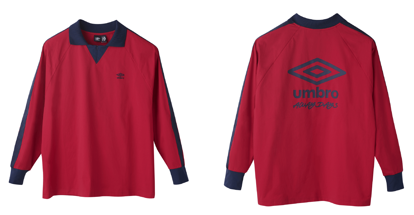 【AWAY DAYS】フィールテック衿付き長袖ワイドプラクティスシャツ