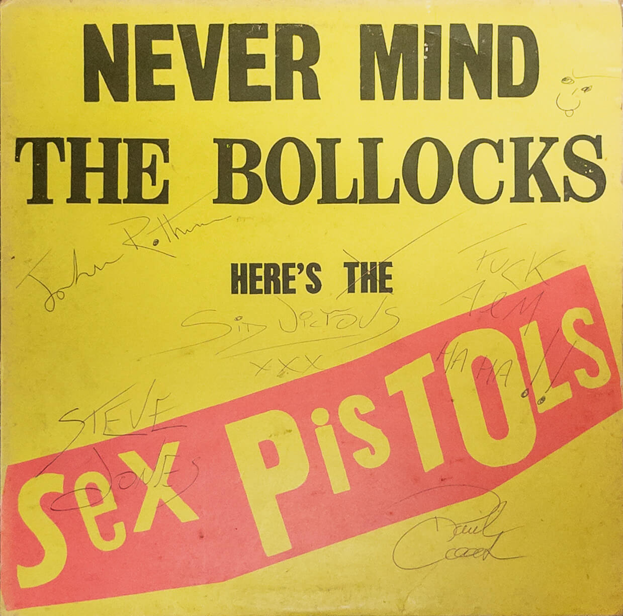 Sex Pistols : 1977年発表のオリジナル・アルバム（Johnny Rotten, Steve Jones, Paul Cook & Sid Viciousのサイン付）