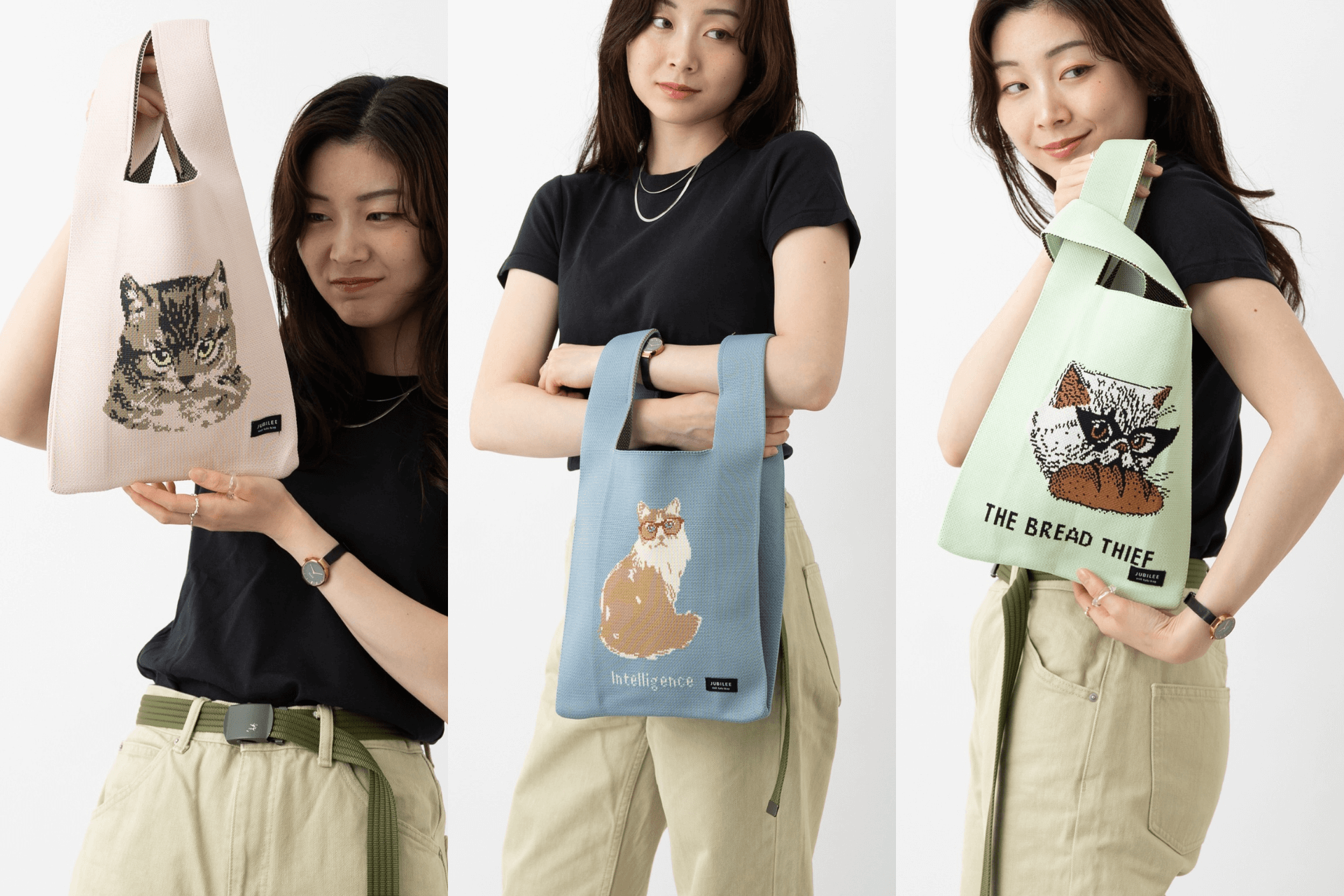 Jubilee ニットトートバッグ 猫 犬 デザイン
