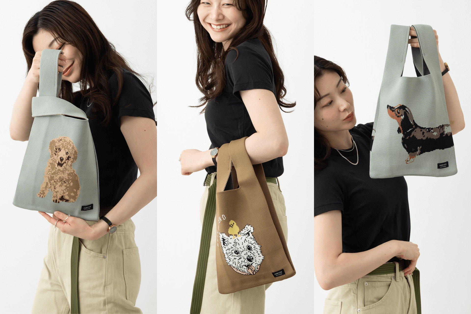 Jubilee ニットトートバッグ 猫 犬 デザイン