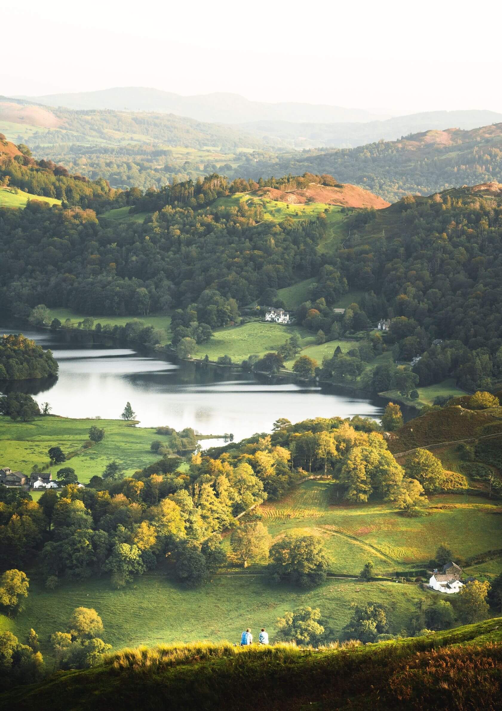 Aerial view of Helm Crag, Grasmere, Lake District, Cumbria, England.