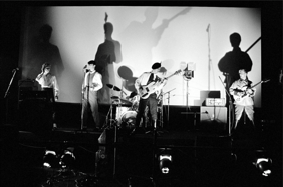 Spandau Ballet performing at the Scala Cinema, 1980