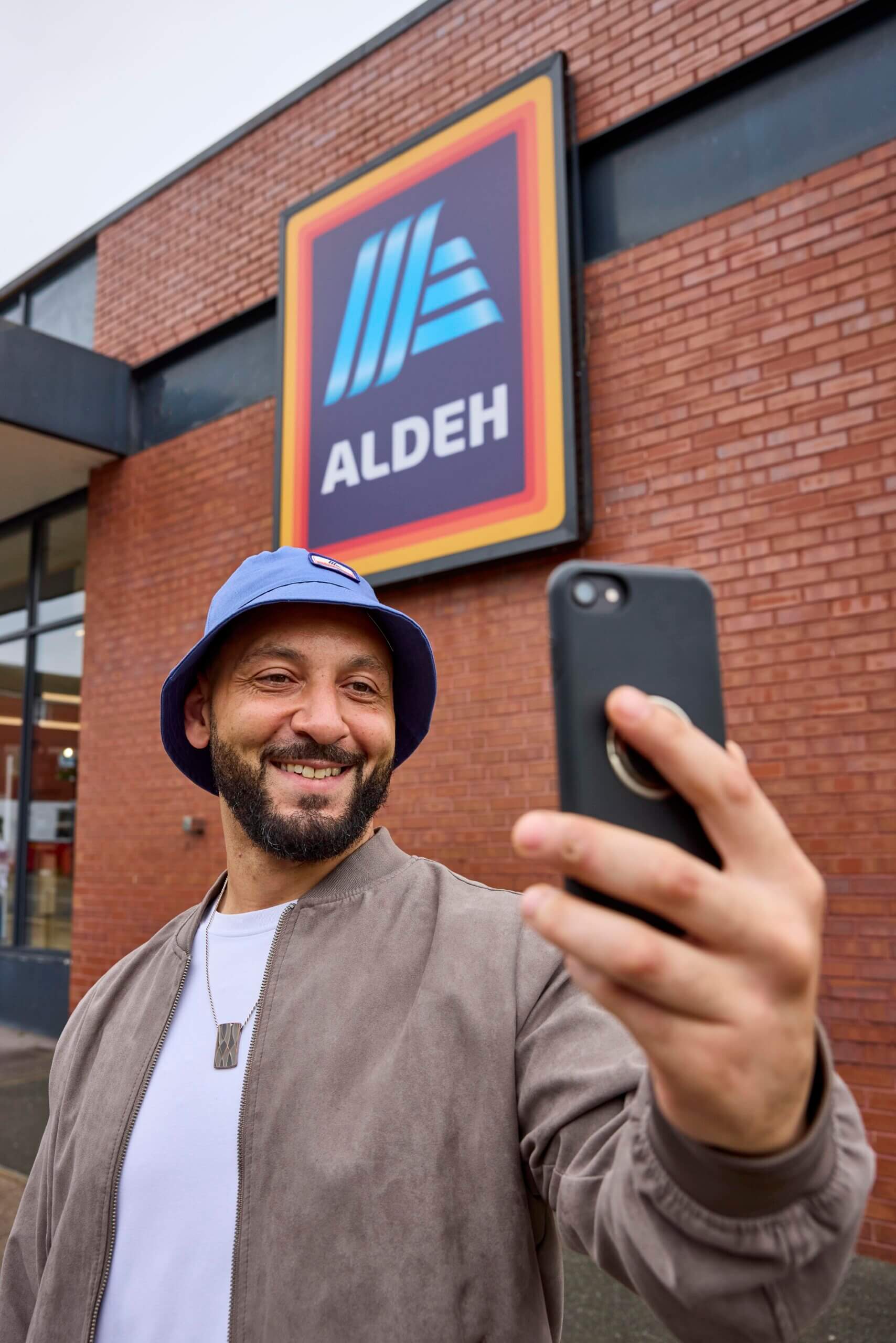 Aldi in Prestwich Changes Store Sign to ‘Aldeh’, Manchester, 30th June 2025