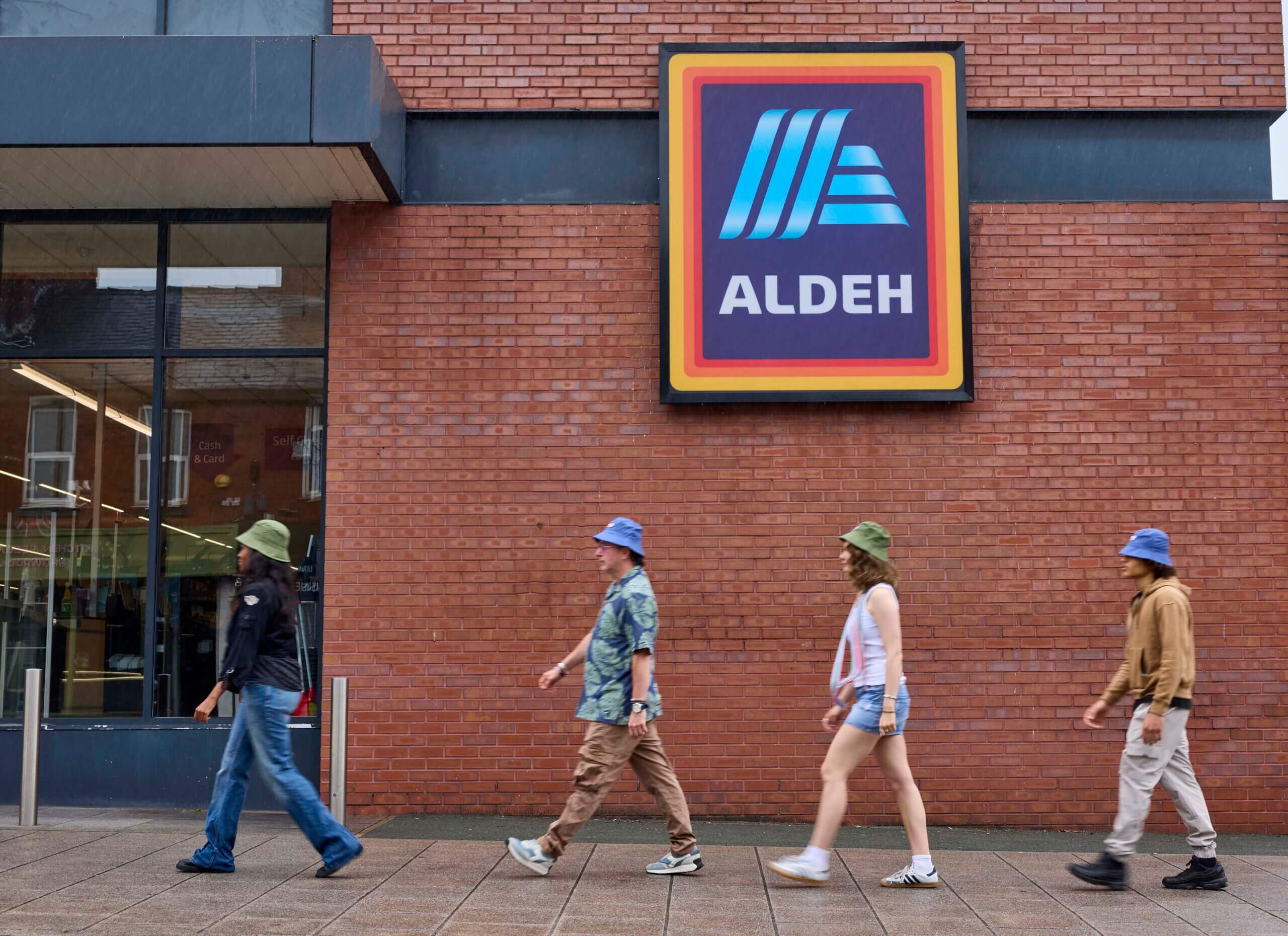 Aldi in Prestwich Changes Store Sign to ‘Aldeh’, Manchester, 30th June 2025