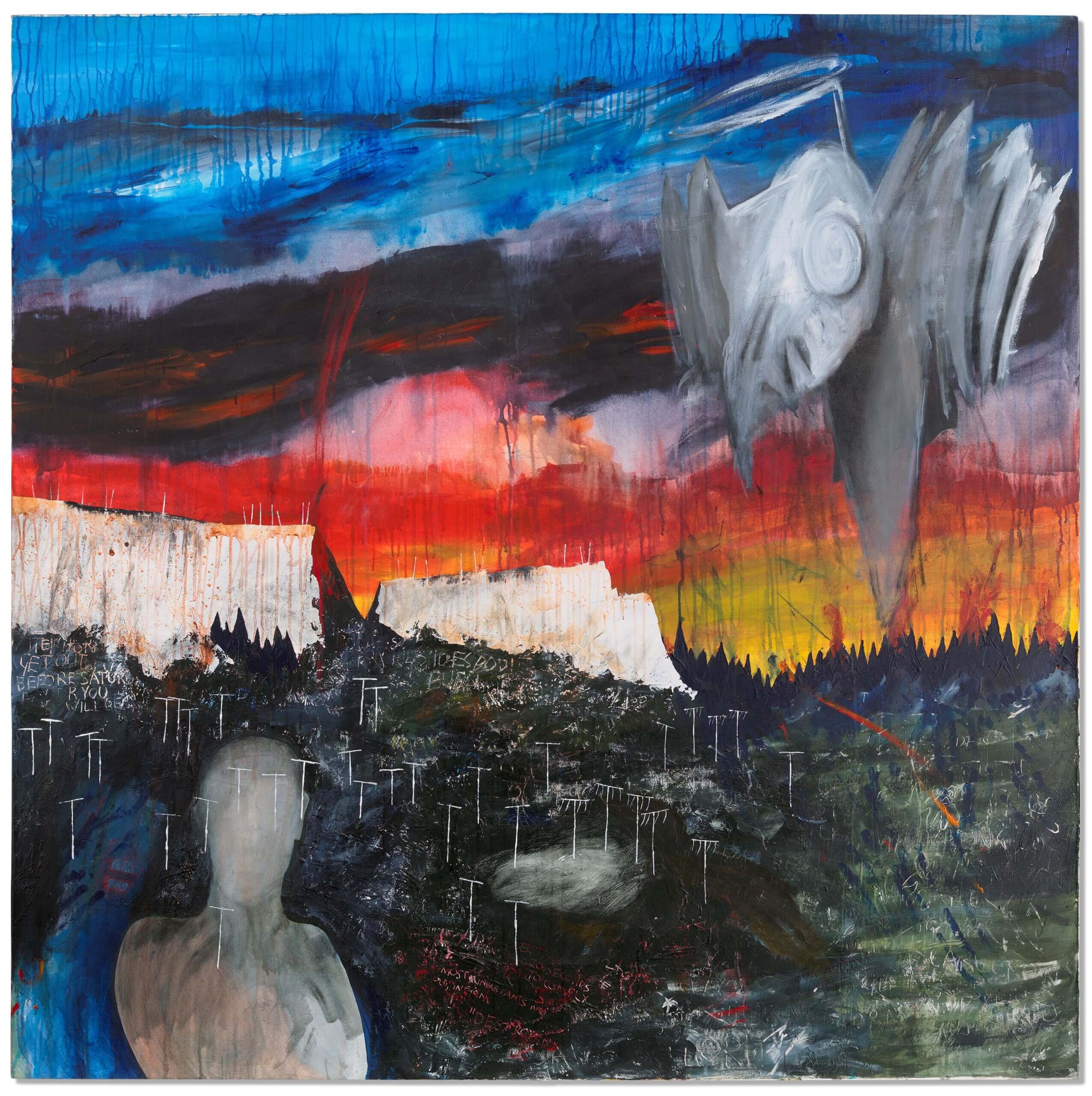 Stanley Donwood (b. 1968) and Thom Yorke (b. 1968) Get Out Before Saturday, 2000 Acrylic on canvas, 167.9 x 167.9 cm Private Collection. © Stanley Donwood and Thom Yorke