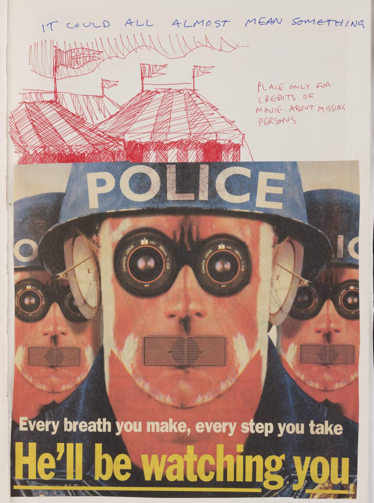 Thom Yorke (b. 1968) and Stanley Donwood (b. 1968) Page from a notebook, 1996-98 A4 Collection of Stanley Donwood. © Thom Yorke and Stanley Donwood