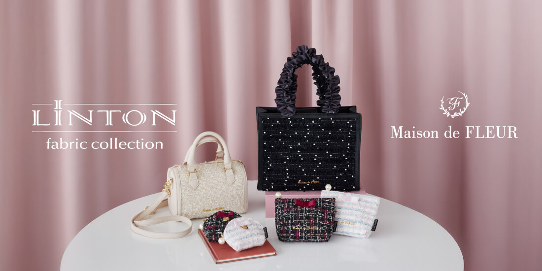 【Maison de FLEUR】イギリスの老舗ファブリックメーカー「LINTON」社の生地を使用・上質で華やかなツイードとシックな甘さを掛け合わせた特別なコレクション