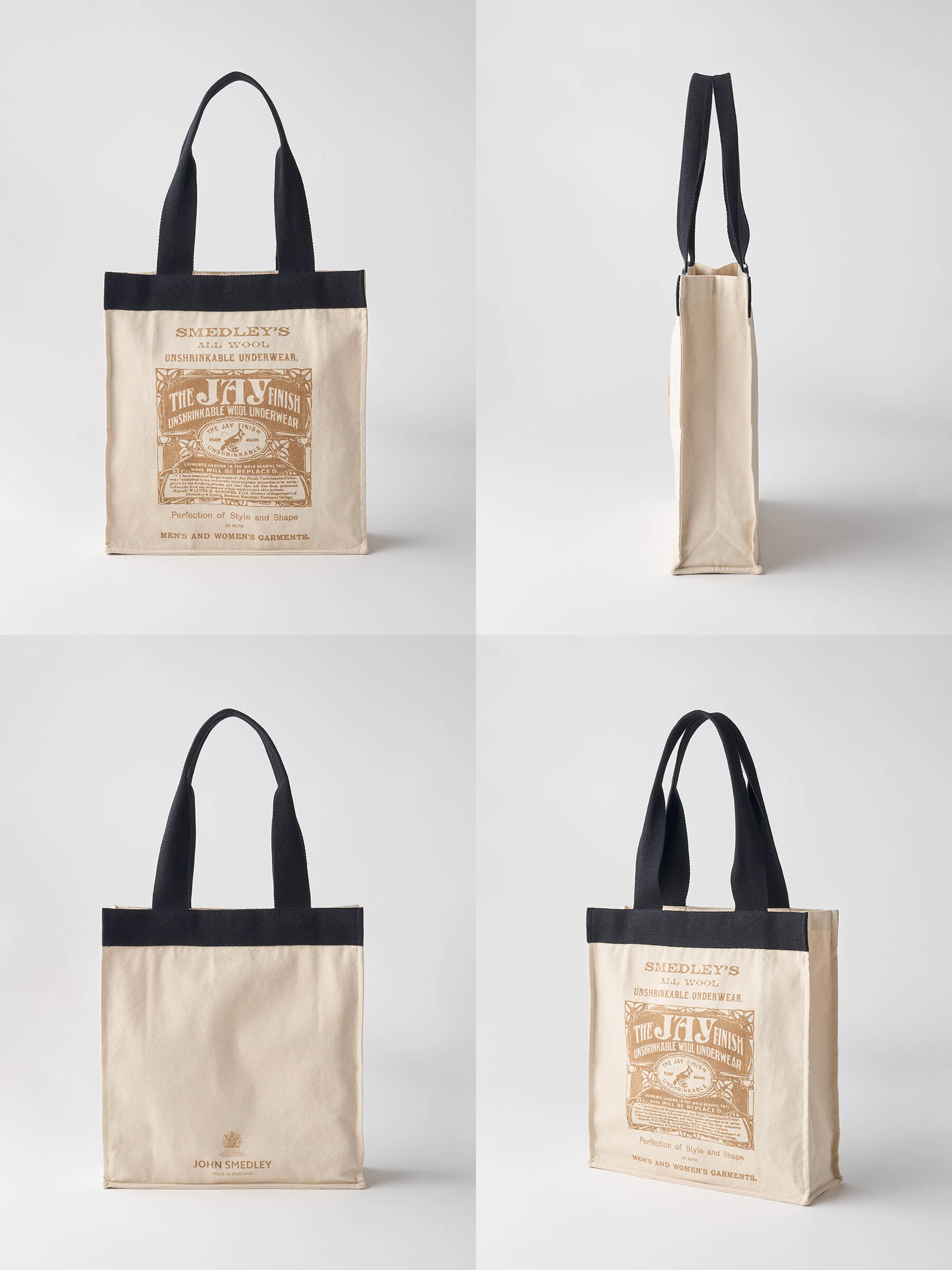 JOHN SMEDLEY×re-wrap オーガニックコットンキャンバスバッグ Large