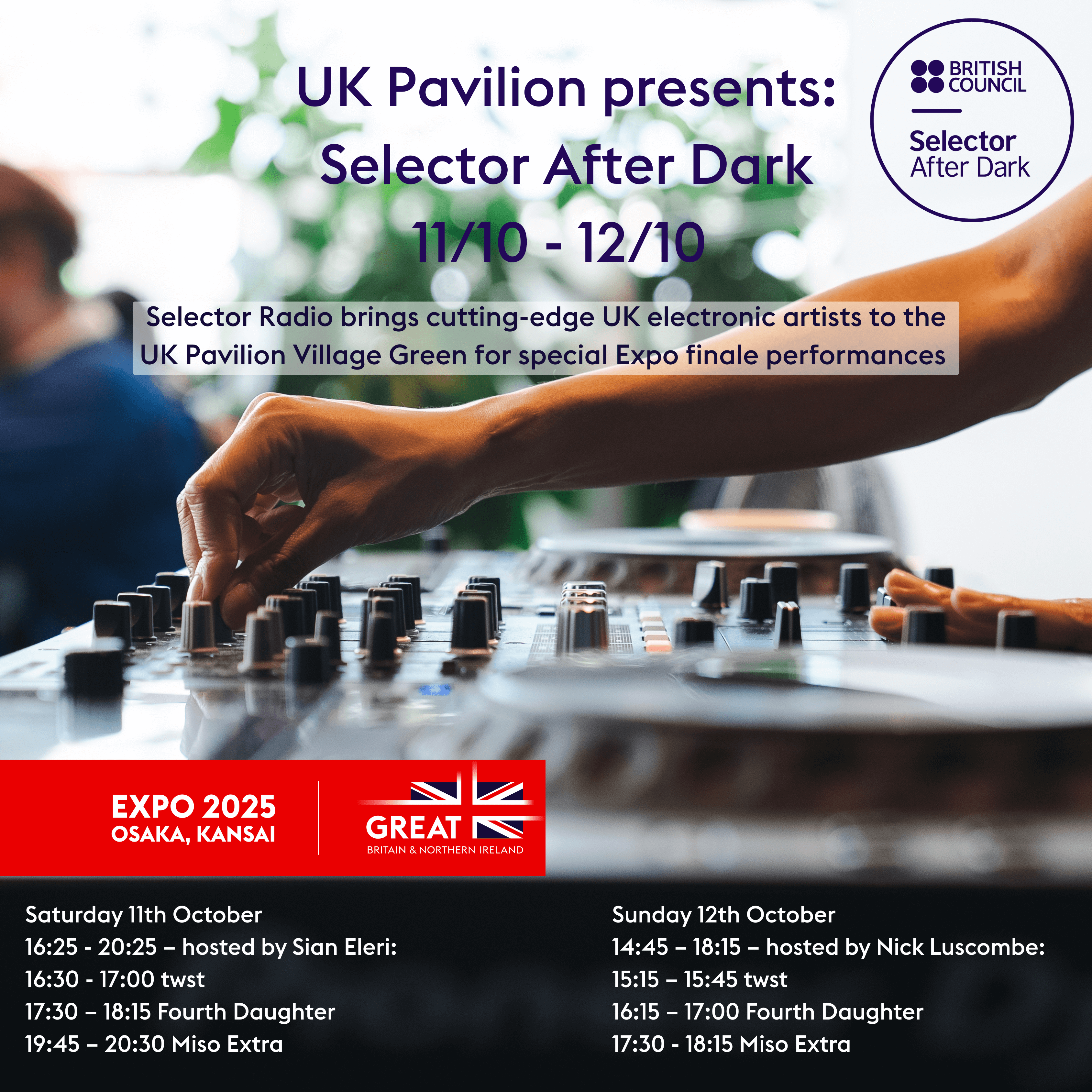 UK Pavilion to showcase UK electronic music at Expo closing weekend