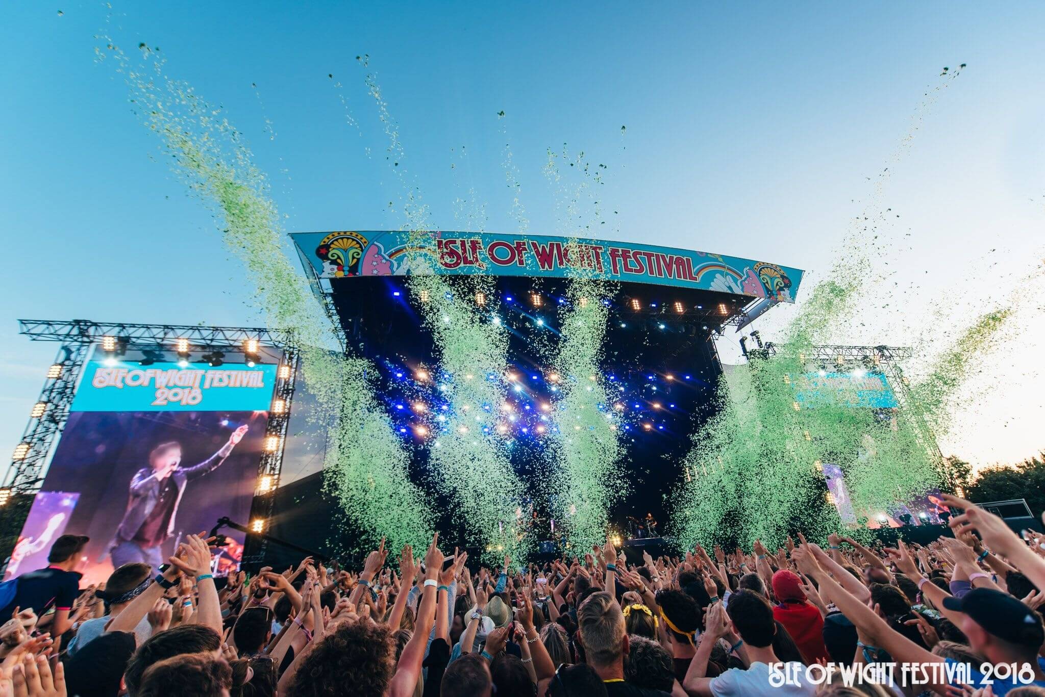 The crowd in front of the main stage at the Isle of Wight festival