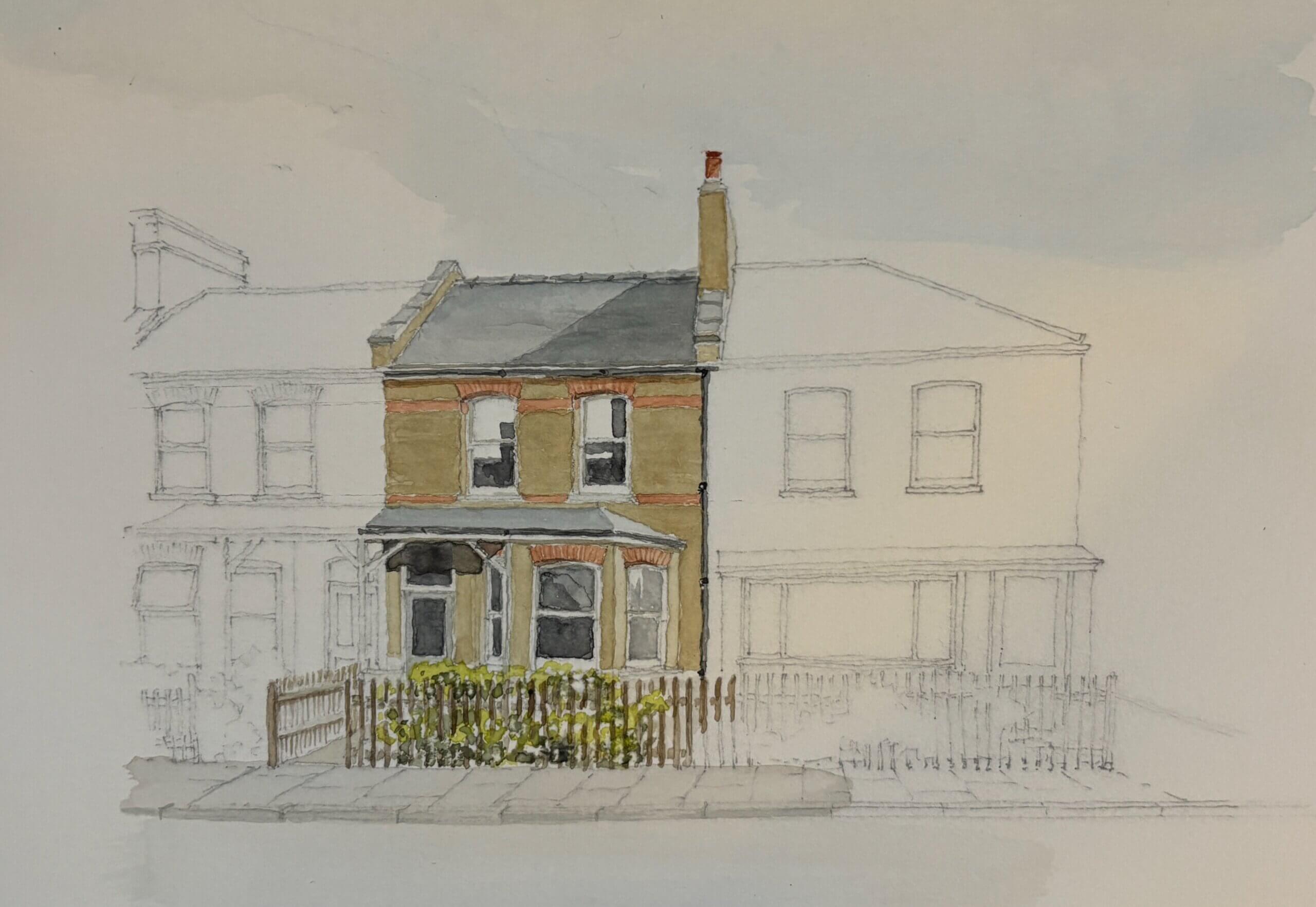 David Bowie House Exterior Watercolor Credit Julian Harrap Architects