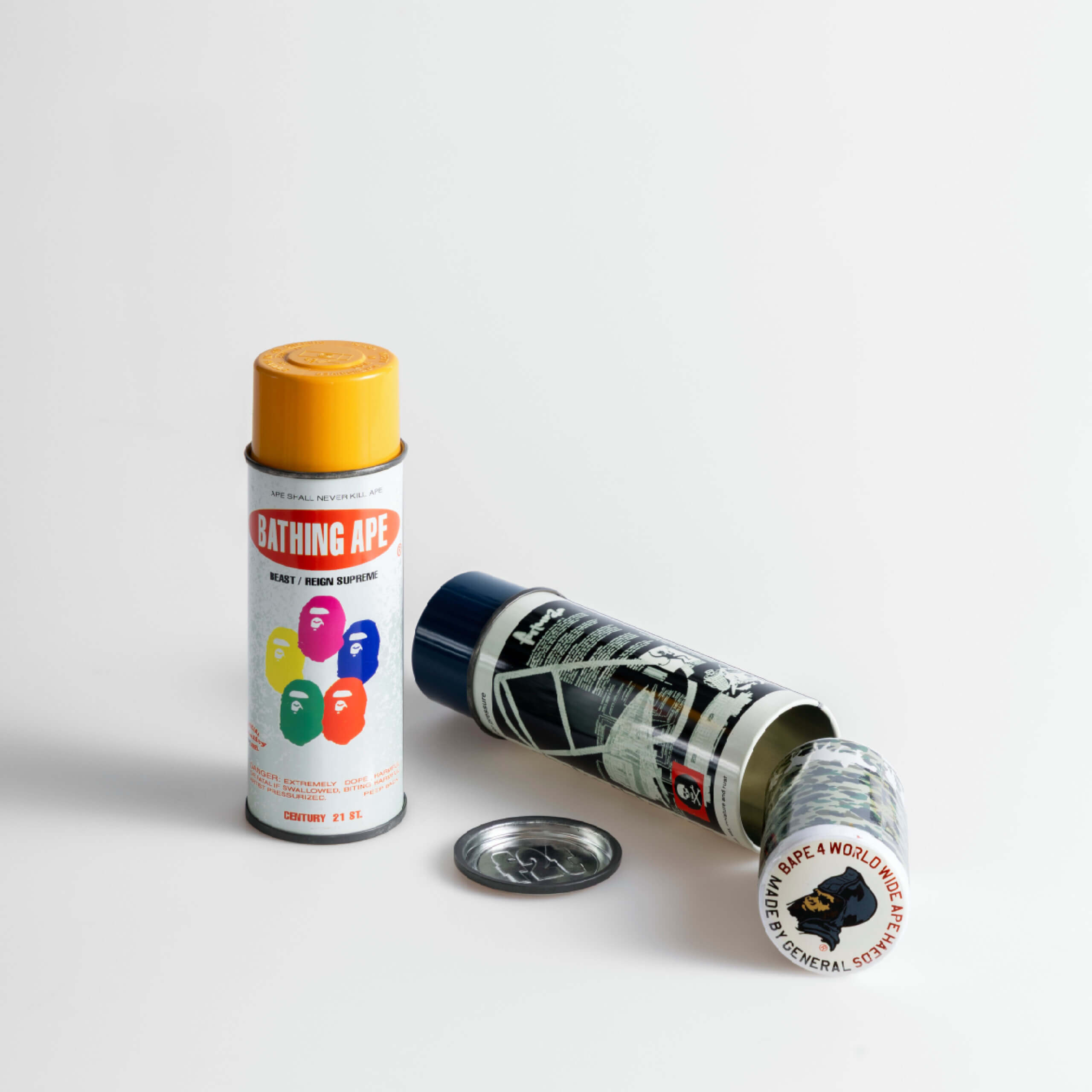 BAPE Spray Can T-Shirt packaging, featuring in NIGO: From Japan with Love at the Design Museum. Photo courtesy of NIGO.