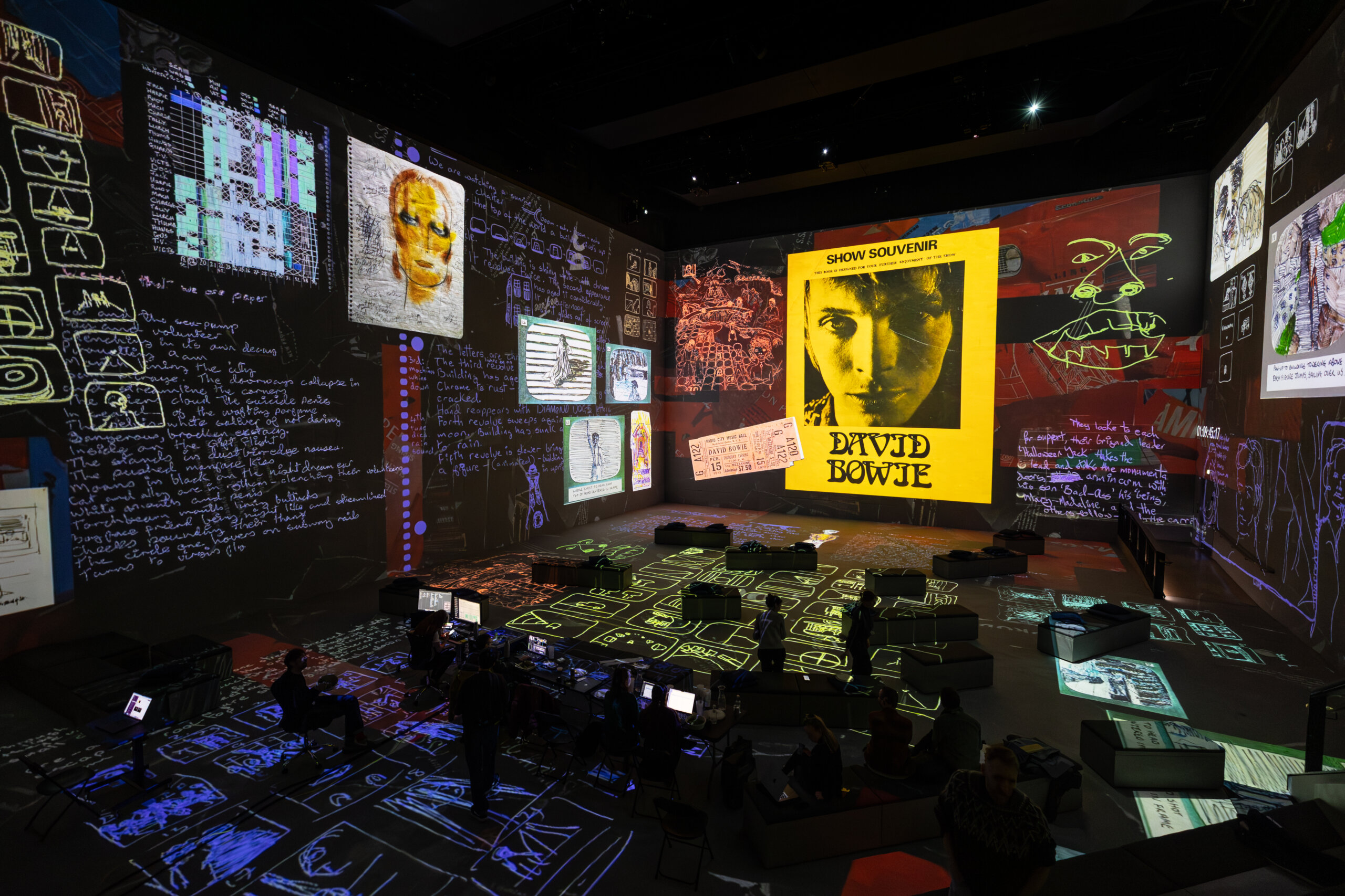 Behind the scenes production photography of David Bowie: You're Not Alone at Lightroom King's Cross.