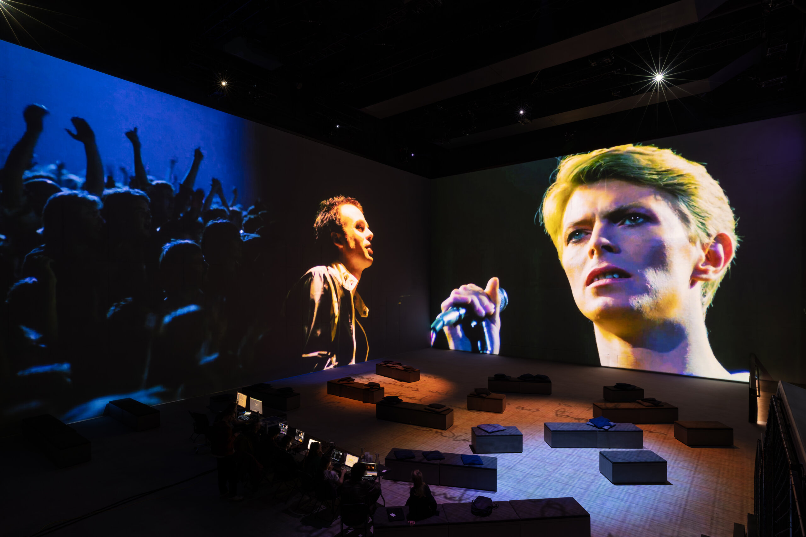 Behind the scenes production photography of David Bowie: You're Not Alone at Lightroom King's Cross.