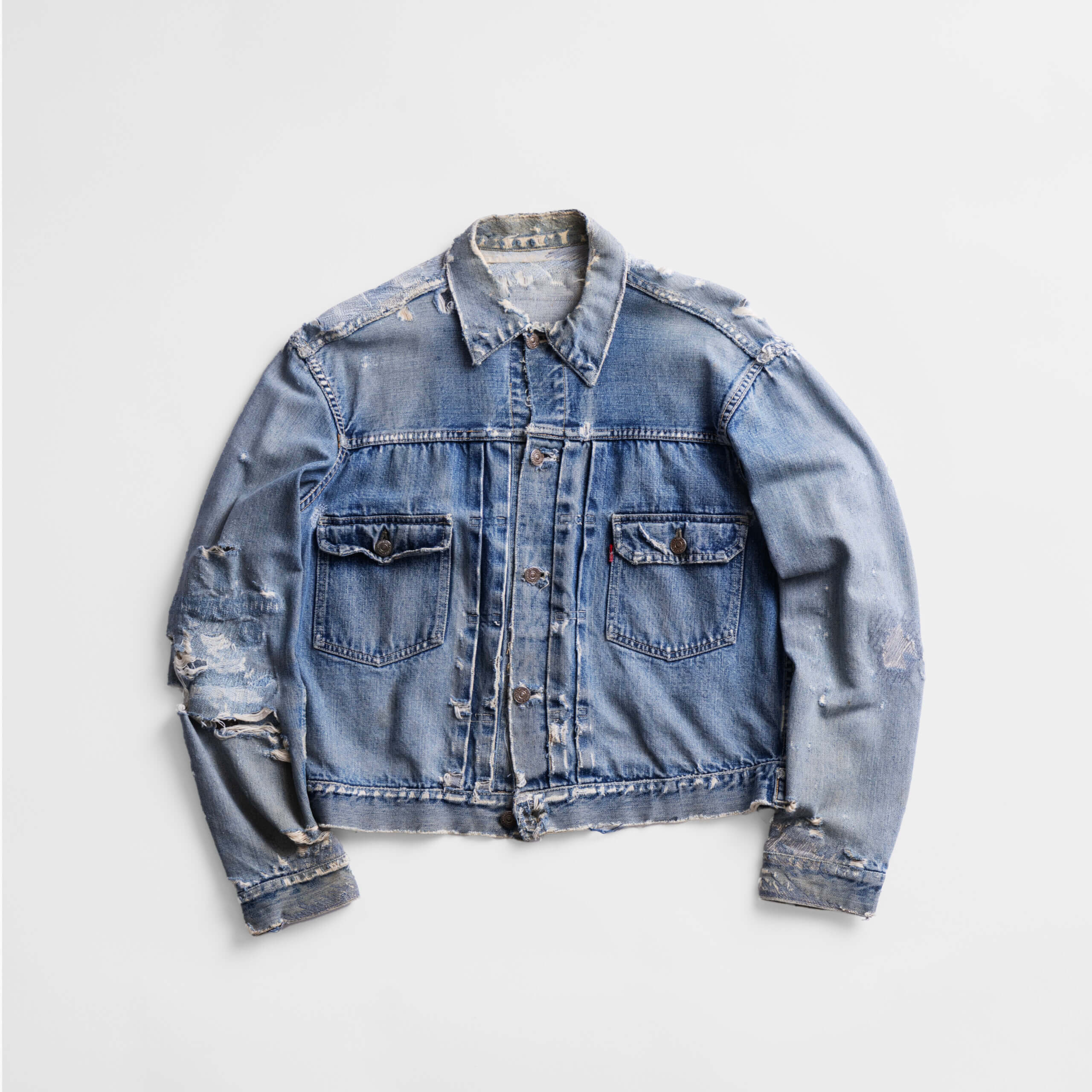Levi's Type II Denim Jacket, worn by NIGO in his teens, featuring in NIGO: From Japan with Love at the Design Museum. Photo courtesy of NIGO