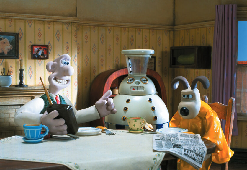 Wallace and Gromit in Wallace & Gromit: A Grand Day Out (1989) © and TM Aardman Animations LTD/Wallace & Gromit LTD.