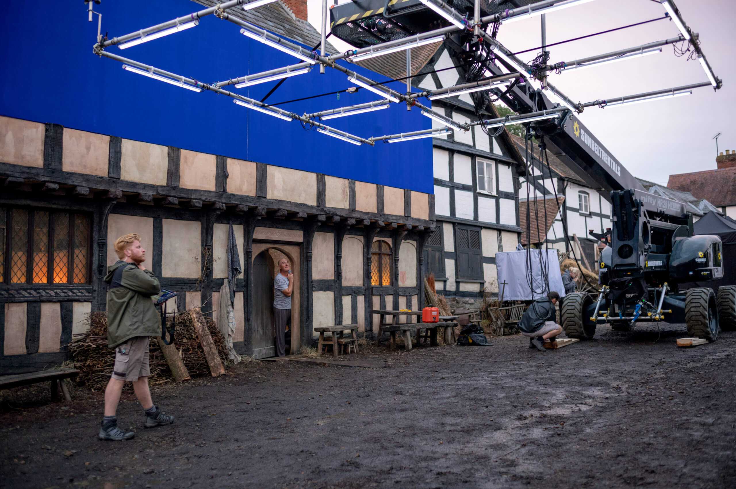 Crew members on the set of director Chloé Zhao’s HAMNET, a Focus Features release.