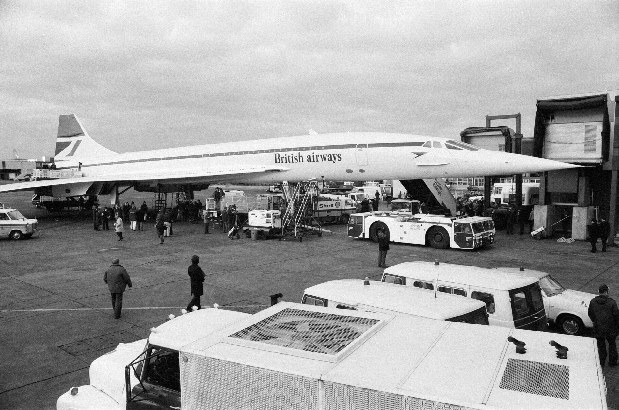 Inaugural commercial flights of the supersonic airliner Concorde on 21st January 1976, seven years after its maiden test flight. // These 25 pictures showcase some of Heathrow's most iconic moments as it celebrates its 80th birthday. Officially opened as London Airport in 1946 following two years of construction, its first flight in the newly post-war era was a converted Lancaster bomber called Starlight that flew to Buenos Aires. In its first year, 63,000 passengers had taken to the skies, compared to the 67 million who now jet off annually. The busiest airport in Europe, renamed Heathrow in September 1966, has seen many iconic moments in its 80 years of operation, from The Beatles return home from a US tour to England Rugby bringing home the World Cup. This photo licensed for one time use only in connection with SWNS story on the 80th anniversary of Heathrow Airport, no re-use, no archive.