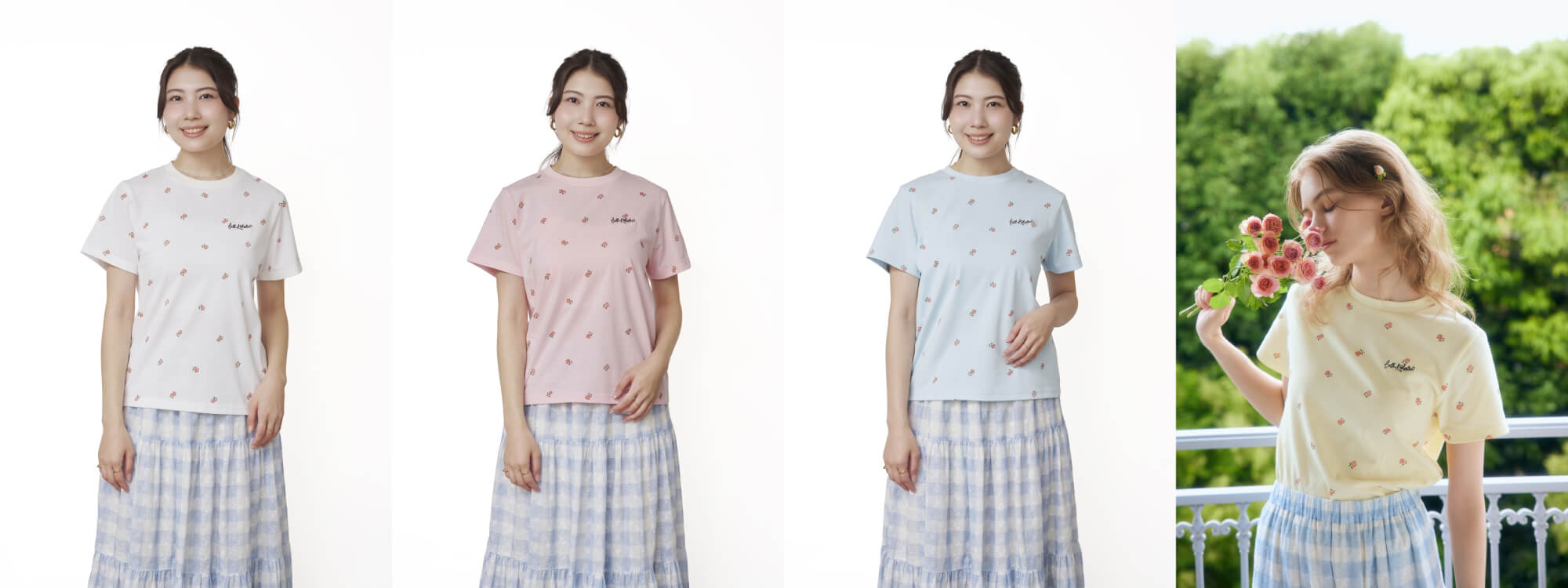 フラワープリントベーシックTシャツ