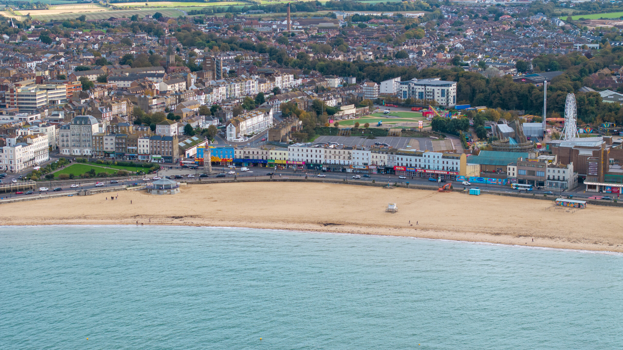 Aerial view of Margate Beach in Kent