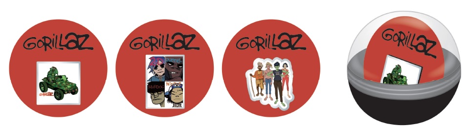 英国発のバーチャルバンド「Gorillaz」のアートワークおよびロゴを使用したカプセルトイシリーズ