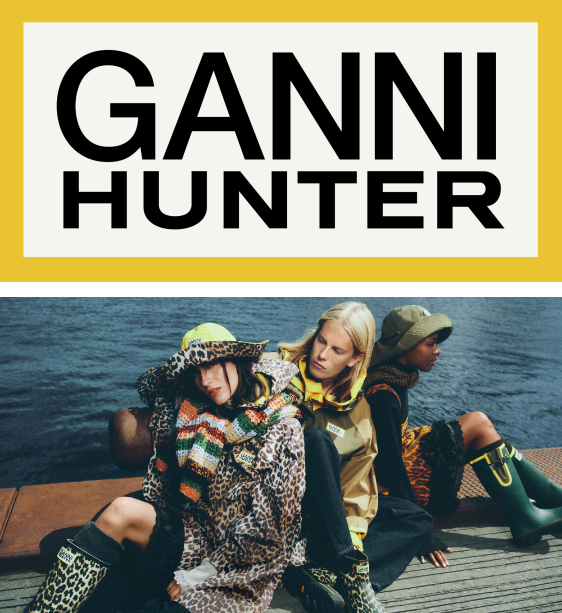 GANNIとHUNTERのコラボレーションロゴとモデルビジュアル