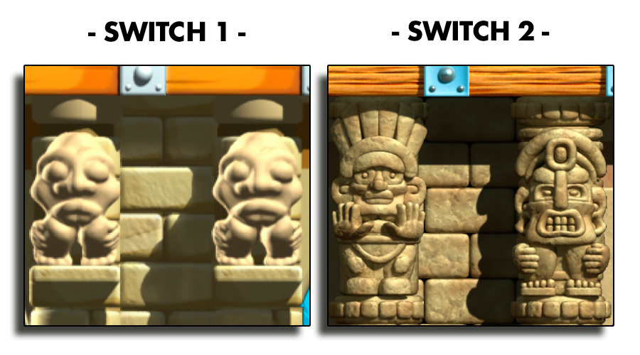 Nintendo Switch版とNintendo Switch2版の石像グラフィック比較